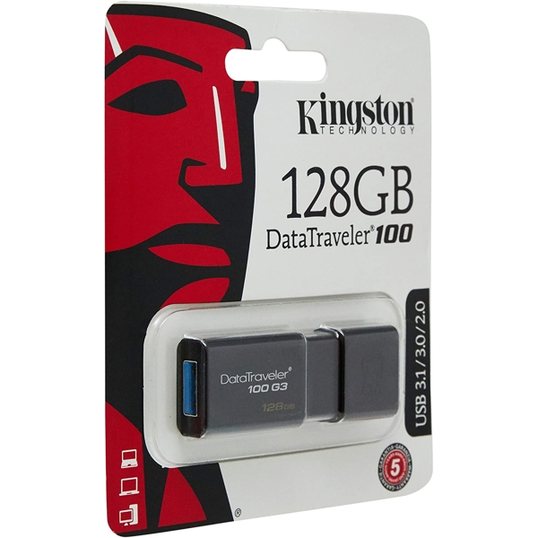 USB ფლეშ მეხსიერება Kingston 128GB USB 3.0 DT100 G3