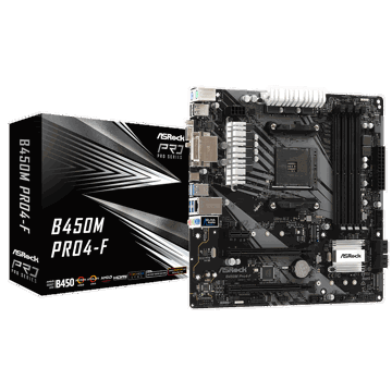 დედა დაფა ASRock B450M Pro4-F sAM4 B450 4xDDR4 M.2 HDMI-DVI-VGA Type-C mATX