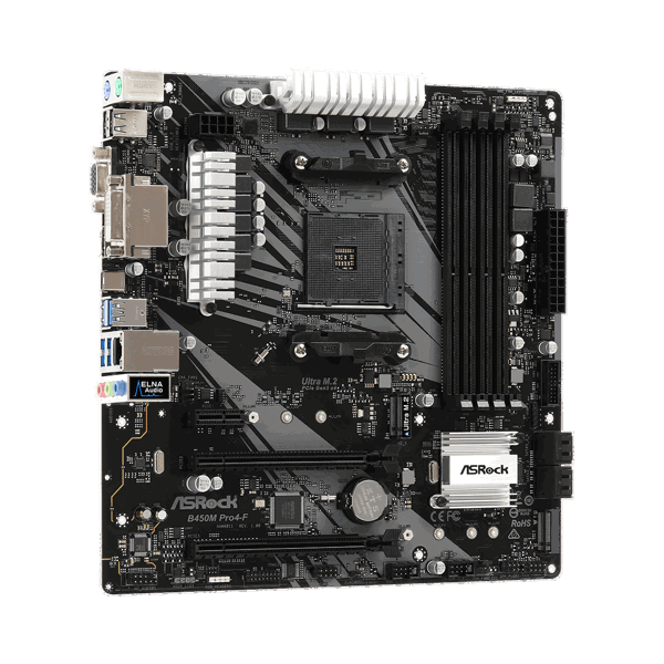 დედა დაფა ASRock B450M Pro4-F sAM4 B450 4xDDR4 M.2 HDMI-DVI-VGA Type-C mATX