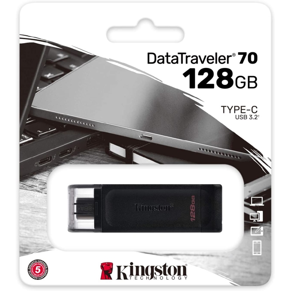 ფლეშ მეხსიერება Kingston 128GB USB-C 3.2 Gen 1 DT70