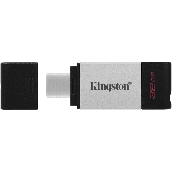 ფლეშ მეხსიერება Kingston 32GB USB-C 3.2 Gen 1 DT80 Black/Silver