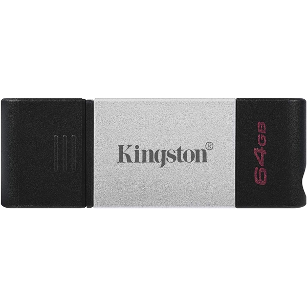 ფლეშ მეხსიერება Kingston 64GB USB-C 3.2 Gen 1 DT80 Black/Silver