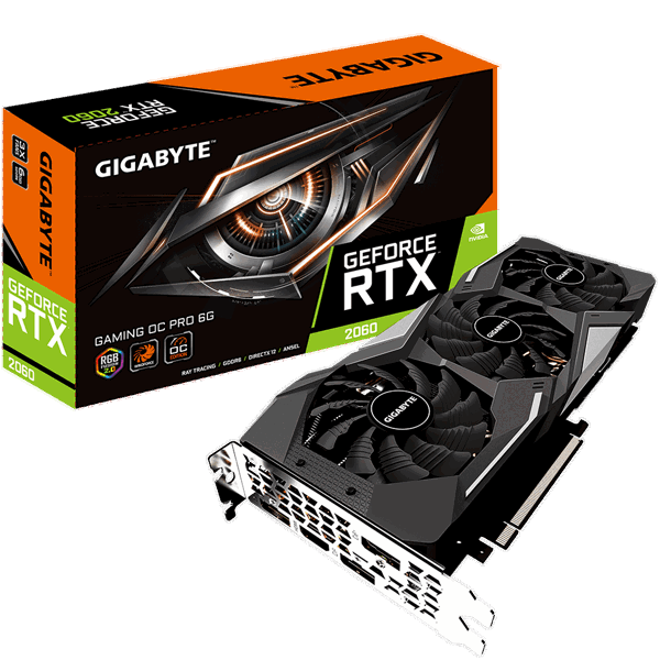 ვიდეო დაფა GIGABYTE GeForce RTX2060 6GB DDR6 192bit DPx3-HDMI GAMING OC PRO