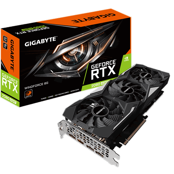 ვიდეო დაფა GIGABYTE GeForce RTX2080 SUPER 8GB DDR6 256bit DPx3-HDMI WINDFORCE