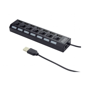 USB ჰაბი Gembird UHB-U2P4-21 USB 2.0 powered 7-port hub with switches