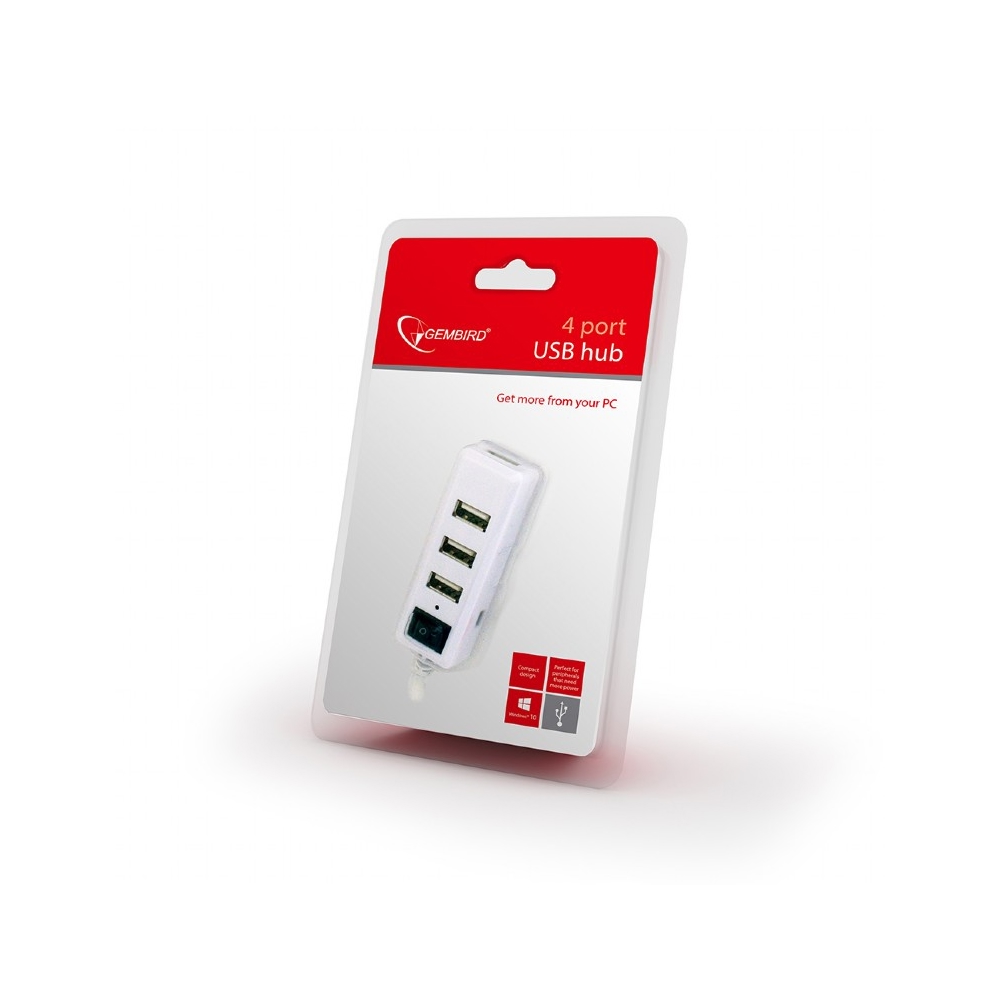 USB ჰაბი Gembird UHB-U2P4-21 USB 2.0 4-port hub with switch white