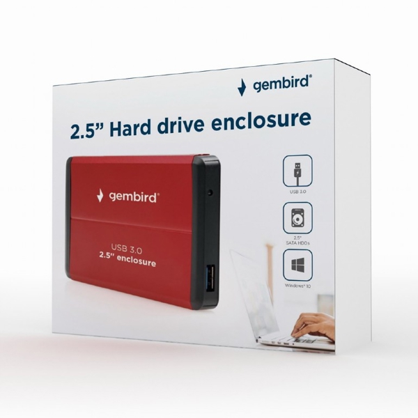 მყარი დისკის ქეისი Gembird EE2-U3S-2-R USB 3.0 2.5 enclosure