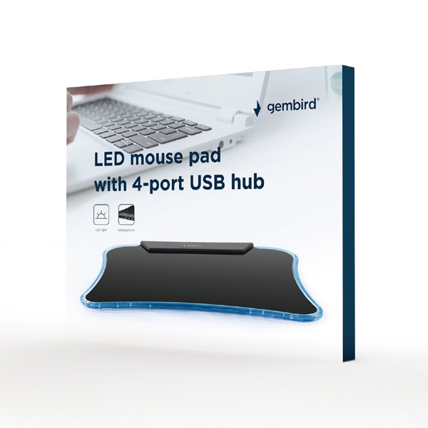 მაუსის პადი Gembird MP-LED-4P LED mouse pad with 4-port USB hub