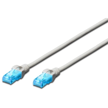 ქსელის კაბელი DIGITUS CAT 5e U-UTP patch cord, 1m, Cu, PVC grey