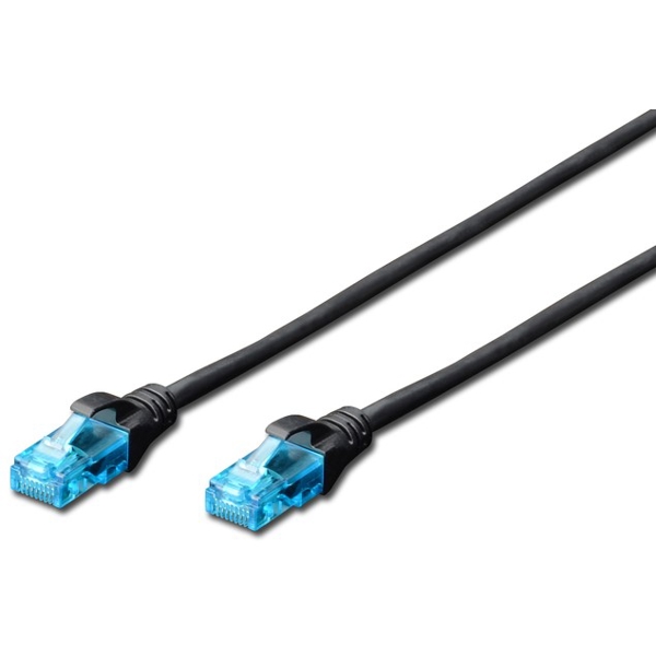 ქსელის კაბელი DIGITUS CAT 5e U-UTP patch cord, 3m Cu, PVC Black