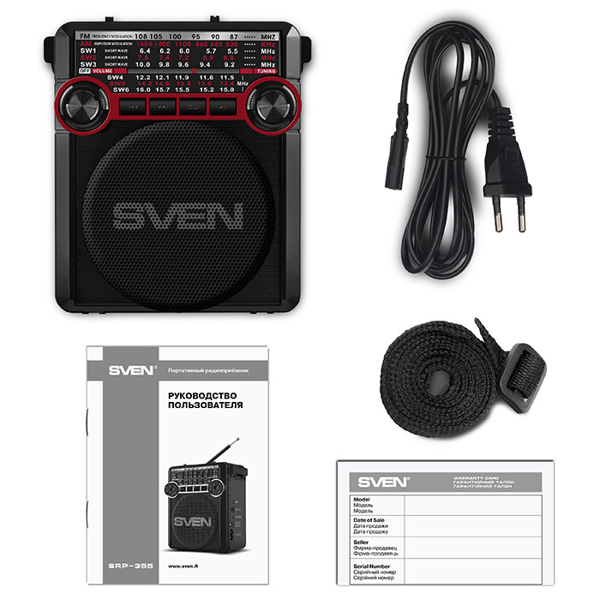 რადიო მიმღები Sven SRP-355 Speakers Red