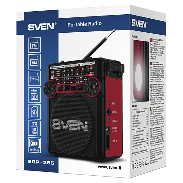 რადიო მიმღები Sven SRP-355 Speakers Red