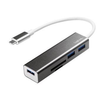 USB ჰაბი Logilink UA0305 USB 3.2 Gen 1x1 USB-C 3-port hub with card reader