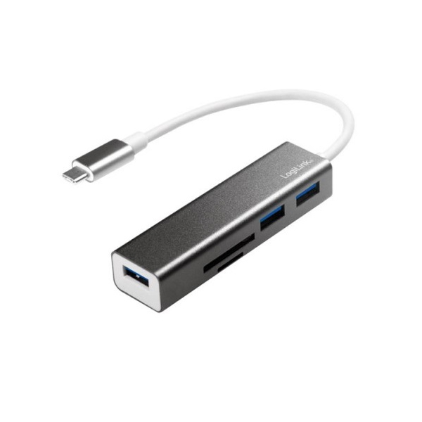 USB ჰაბი Logilink UA0305 USB 3.2 Gen 1x1 USB-C 3-port hub with card reader