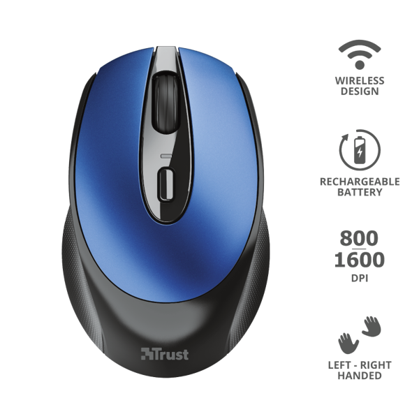 მაუსი Trust Zaya Rechargeable Wireless Mouse - blue (24018)