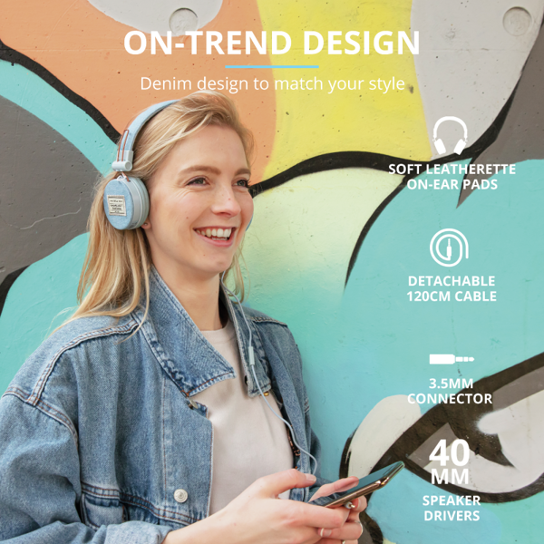 ყურსასმენი TRUST FYBER HEADPHONES LIGHT DENIM