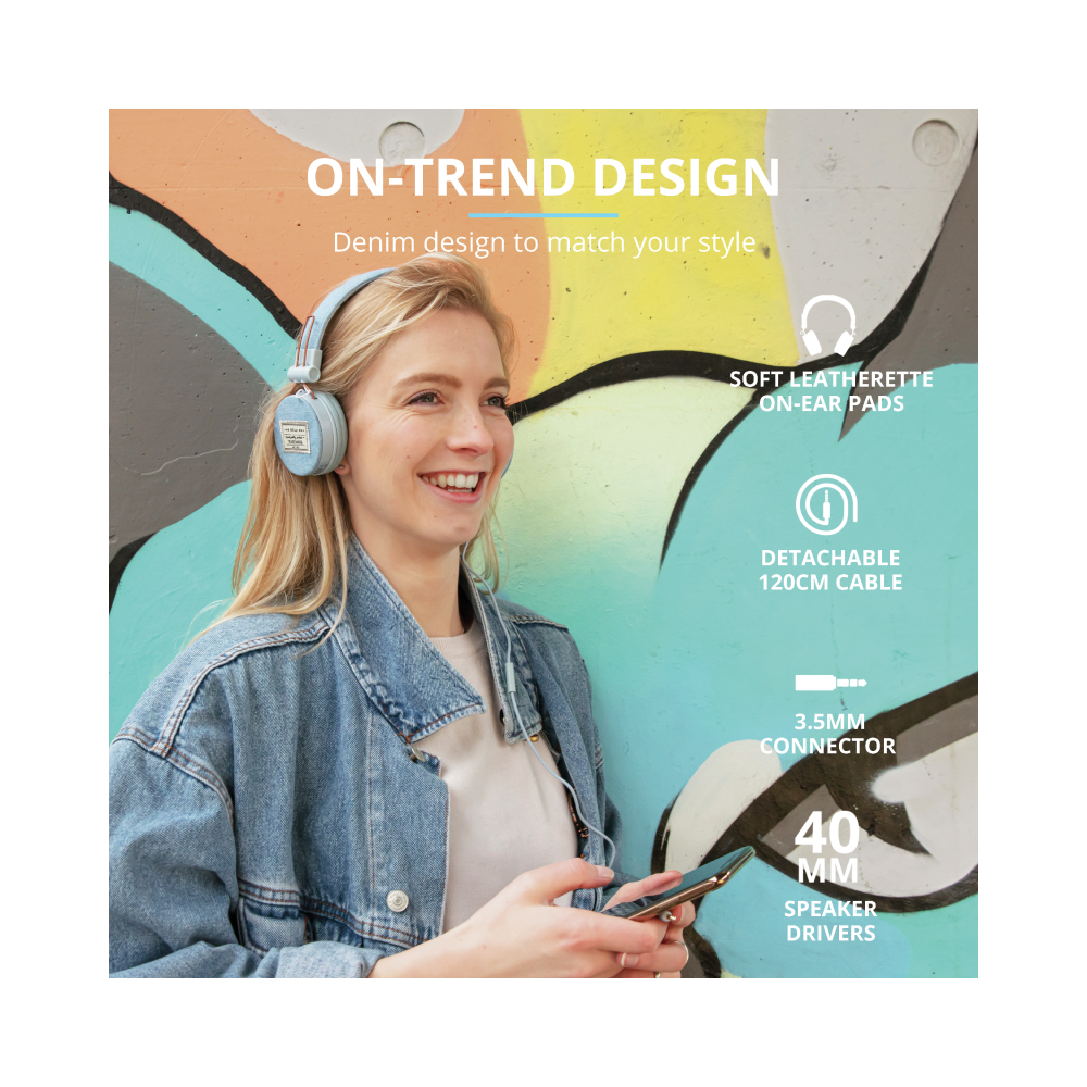 ყურსასმენი TRUST FYBER HEADPHONES LIGHT DENIM