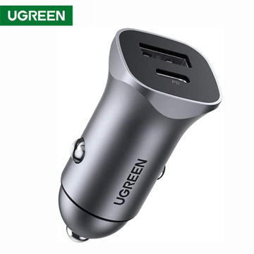 მანქანის დამტენი UGREEN CD130 (30780), 24W, USB, Type-c, Space Grey