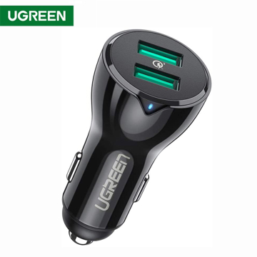 მანქანის USB დამტენი UGREEN CD163 (40726) Dual USB Car Charger QC3.0 (Black) 