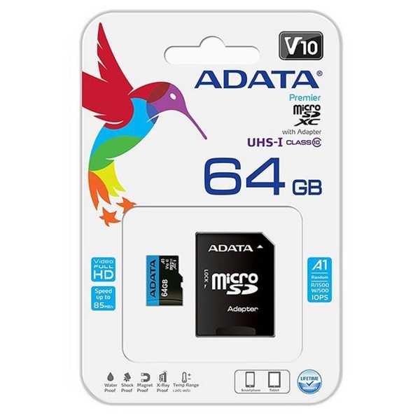 მეხსიერების ბარათი ADATA AUSDX64GUICL10A1-RA1 64GB Premier micro SD