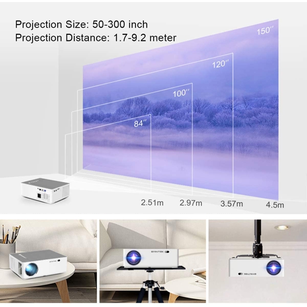 პროექტორი BYINTEK K20 Android  Full HD 1920x1080 15000: 1 Bluetooth 4.0 WiFi: 2.4GWiFi 500 ANSI lumens For Home Theater Cinema