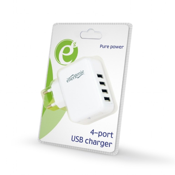 მობილურის დამტენი Gembird EG-U4AC-02 Universal USB charger 3.1 A