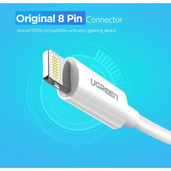 USB კაბელი UGREEN US155 (80315) Apple Lightning To USB 2.0 A  Male Cable White 1.5M