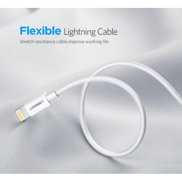 USB კაბელი UGREEN US155 (80315) Apple Lightning To USB 2.0 A  Male Cable White 1.5M