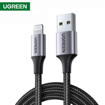 UGREEN US291 (60157) MFA USB 2.0 A to Apple Lightning Cable Nickel Plating Aluminum Braid 1.5m (Black)