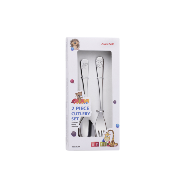 კოვზი და ჩანგალი Ardesto Cutlery set Funny Animals 2pcs