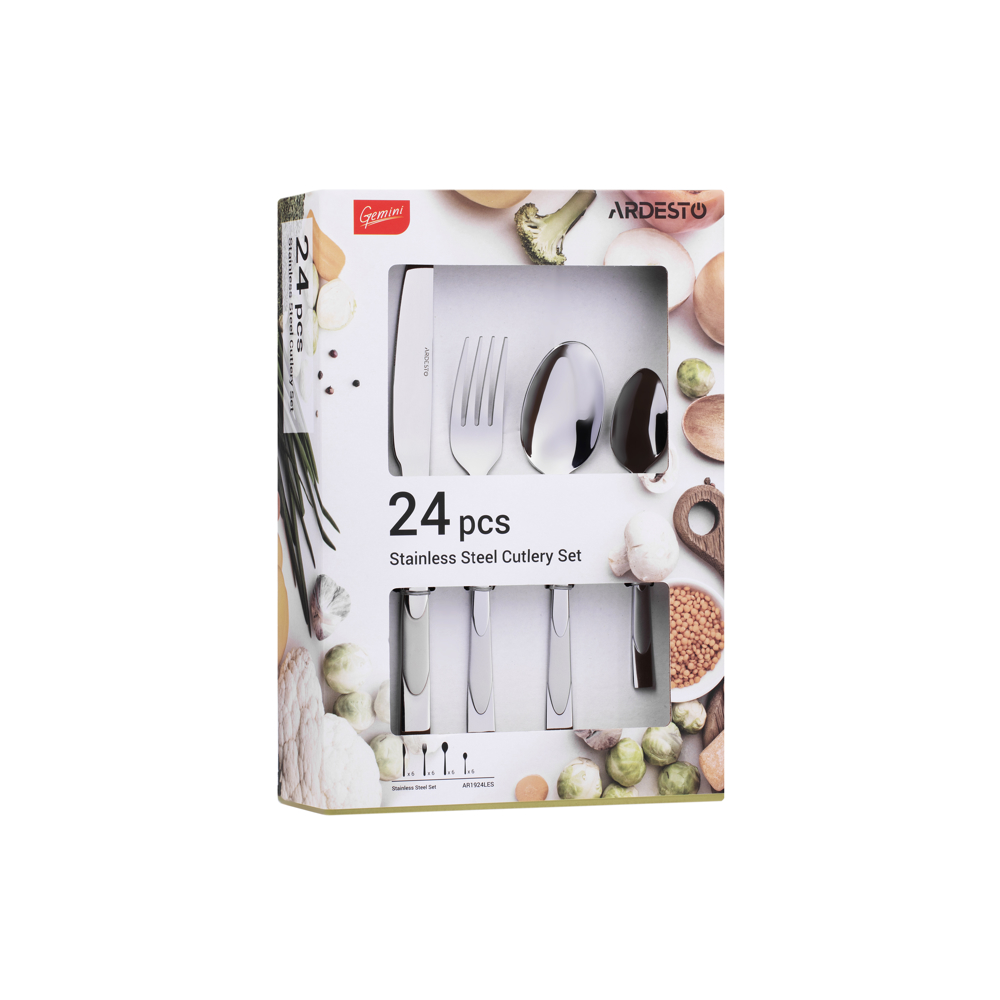 Ardesto AR1924LES Gemini Leo, 24pcs Cutlery Set, Silver