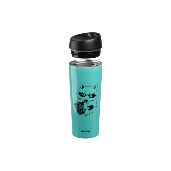 თერმოსი Ardesto Travel mug Coffee time Raccon 450 ml