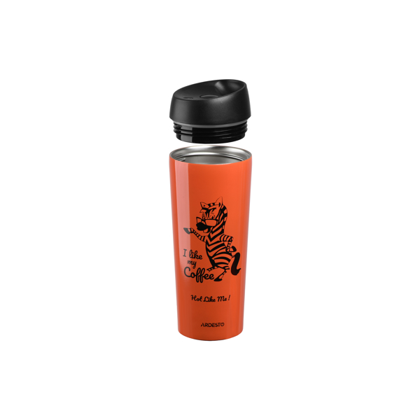 თერმოსი Ardesto Travel mug Coffee time Zebra 450 ml