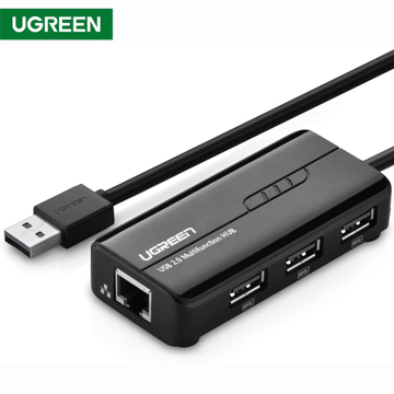 ქსელის ბარათი UGREEN 20264 USB 2.0 10/100Mbps USB to Lan + 3Port USB HUB Network Adapter