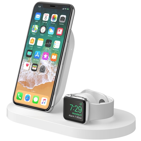 უსადენო დამტენი Belkin DOCK Qi Wireless iWatch(1A) + iPhone (7.5W) + USB A 5W/1A White