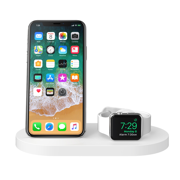 უსადენო დამტენი Belkin DOCK Qi Wireless iWatch(1A) + iPhone (7.5W) + USB A 5W/1A White