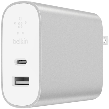 დამტენი BELKIN 27W + 12W USB-C/A Dual Home Charger, Silver