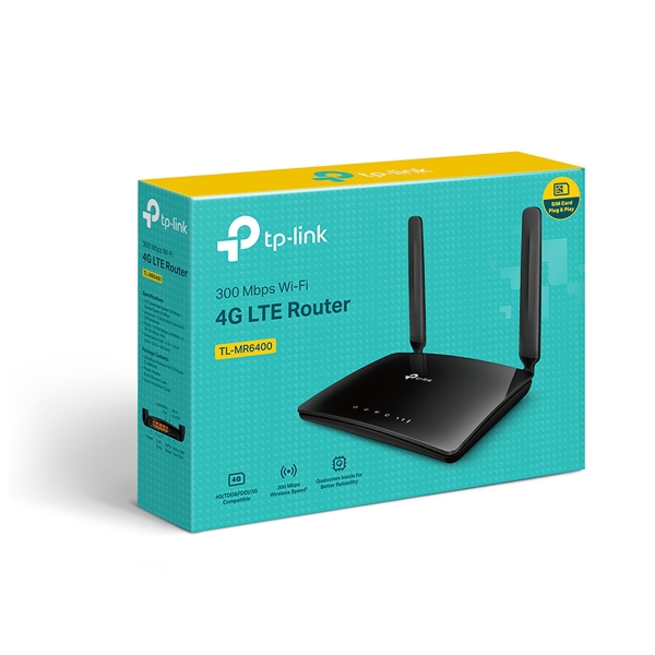 TP-Link TL-MR6400, 300Mbps, LTE Router, Black