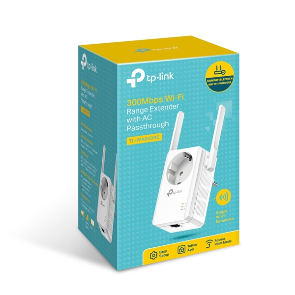 WI-FI მიმღები TP-Link TL-WA860RE 300Mbps Wireless N Wall Plugged Range Extender with AC Passthrough