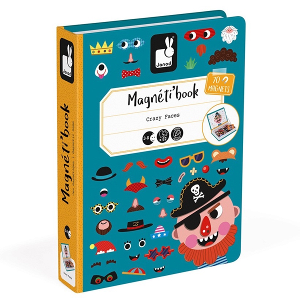 ლოგიკური სათამაშო Janod J02716 Magnetic Book Funny Faces Boy