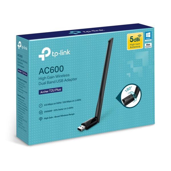 WI-FI ადაპტერი Archer T2U Plus TP-Link AC600 Wireless Dual Band USB Adapter