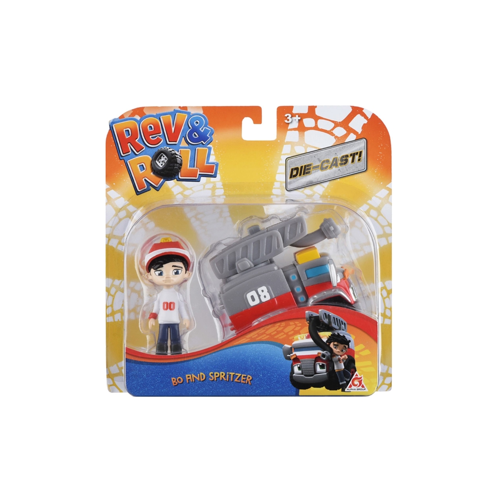 სათამაშო მანქანა Rev&Roll Die Cast Bo & Spritzer