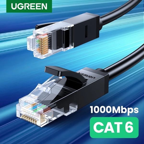 ქსელის კაბელი UGREEN NW102 (20159) Cat6 Patch Cord UTP Lan Cable, 1m, Black