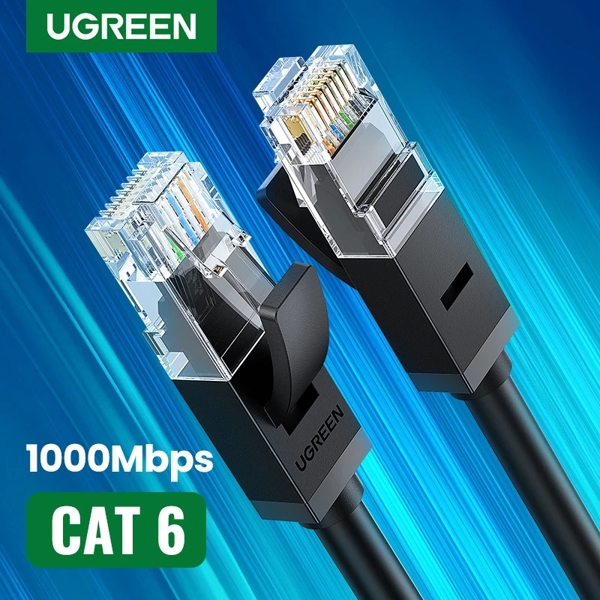 ქსელის კაბელი UGREEN NW102 (20159) Cat6 Patch Cord UTP Lan Cable, 1m, Black