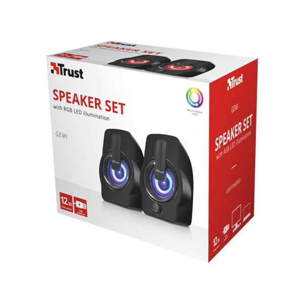 TRUST Gemi RGB 2.0 Speaker Set - black