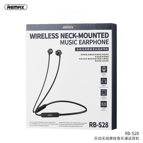 ბლუთუზ ყურსასმენი REMAX Wirless Neck-Mounted Music Earphone RB-S28 black