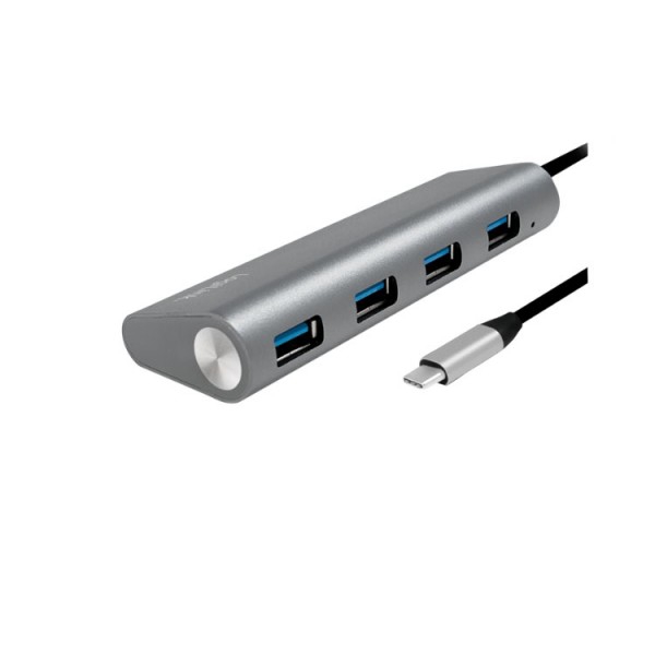 USB ჰაბი Logilink UA0309 USB 3.2 Gen 1x1 USB-C™ 4-Port Hub, aluminum, grey