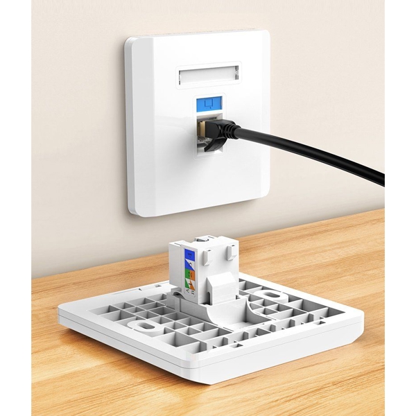 ინტერნეტის როზეტი კედლის RJ45 UGREEN NW143 (80178) Wall Socket internet Cat6 Network RJ45 Modules EOL