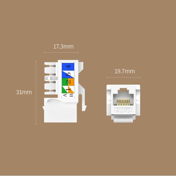 ინტერნეტის როზეტი კედლის RJ45 UGREEN NW143 (80178) Wall Socket internet Cat6 Network RJ45 Modules EOL