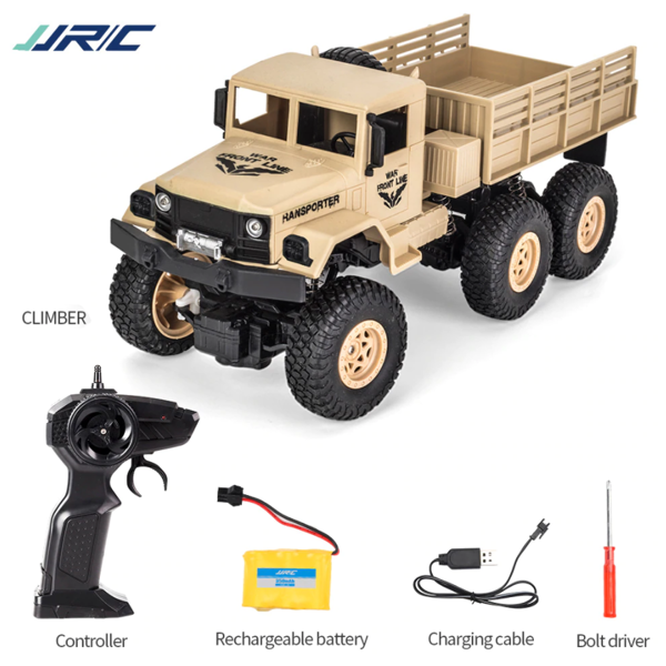 სათამაშო მანქანა JJRC Q69 2.4G Six-wheeled RC Military Truck Yellow